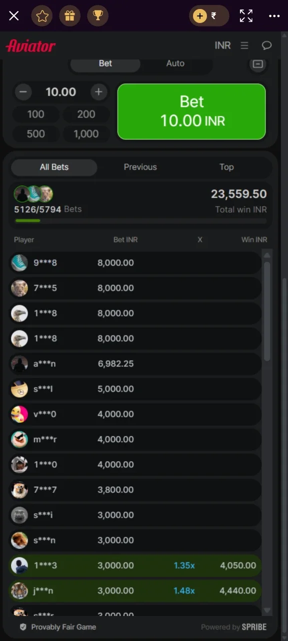 Check out the Aviator stats on the Batery platform.