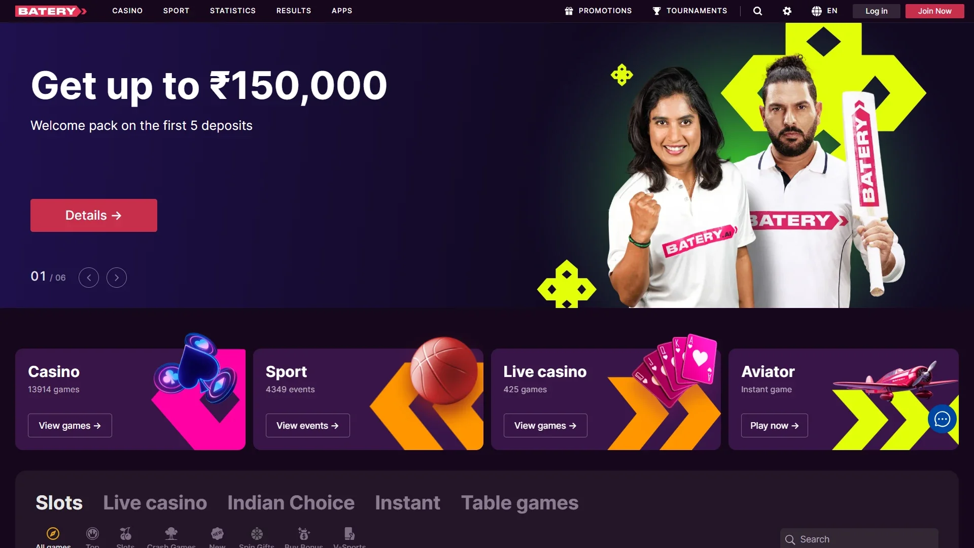 Enjoy betting and gaming on the Batery platform.