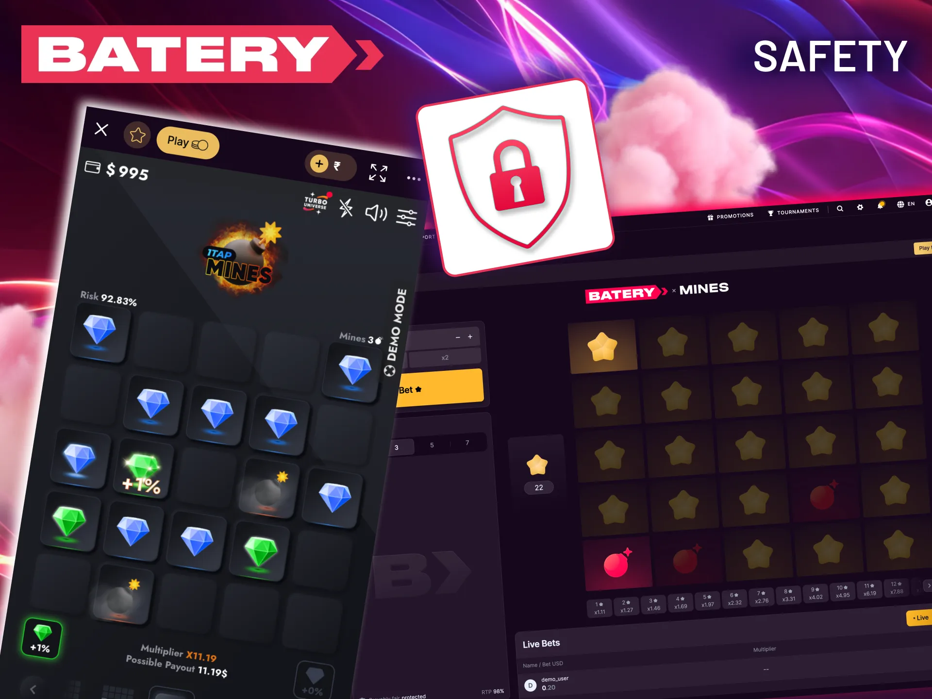 Trusted Batery support ensures safe environment for mines players.