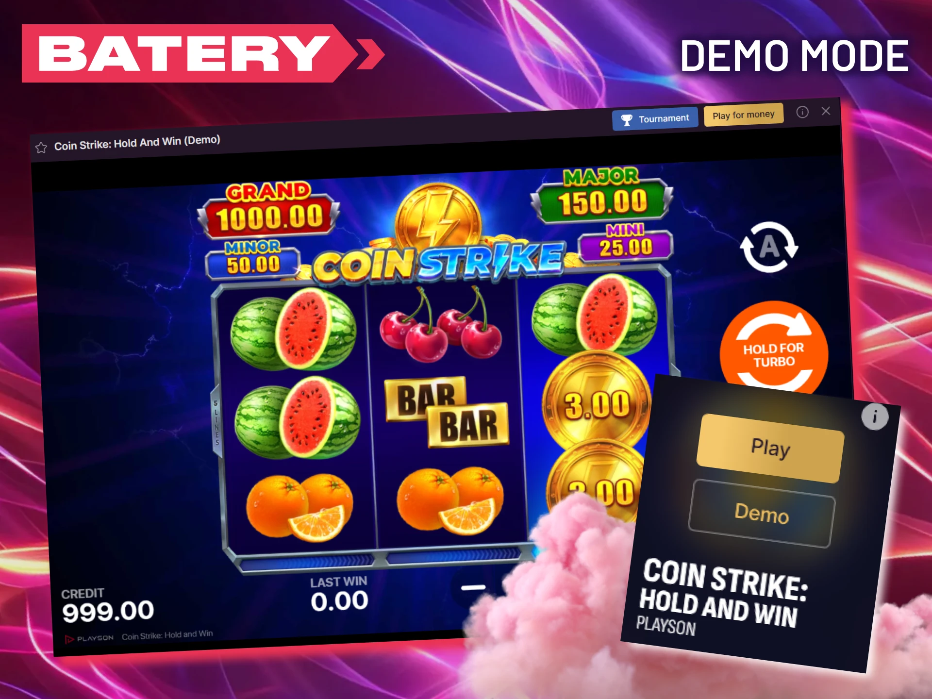 Play the demo version of Coin Strike on the Batery website.