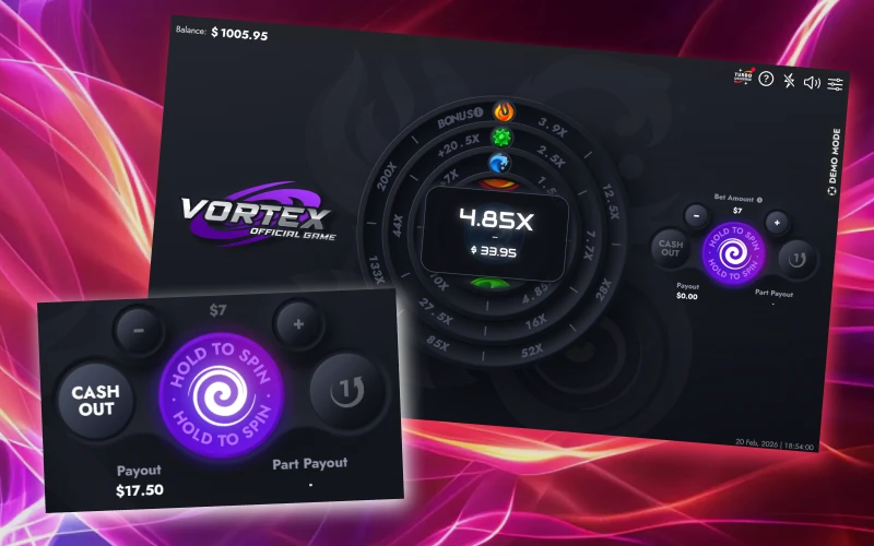 Use the auto-cashout option in the Vortex game at Batery casino.