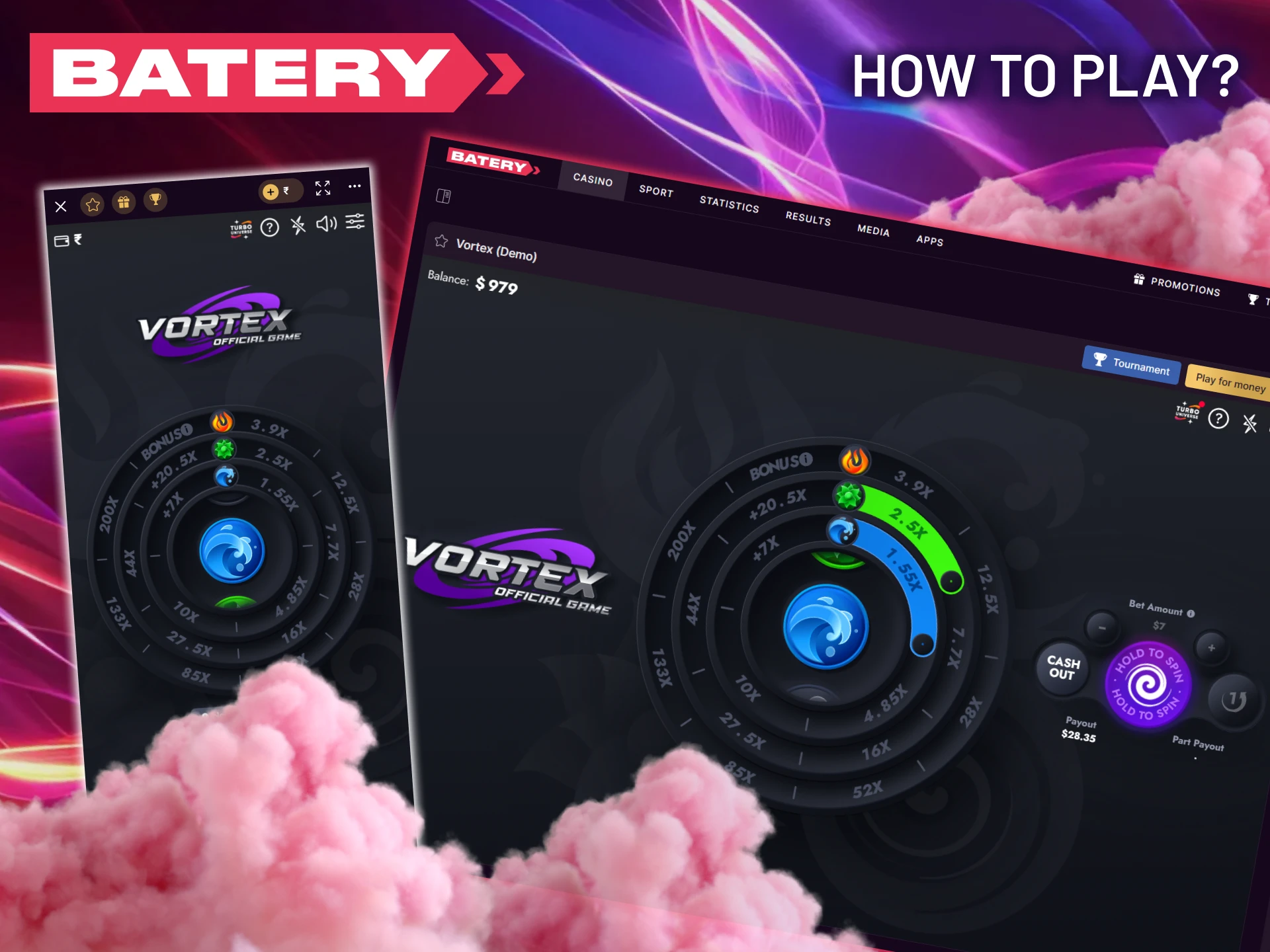 See the instructions for playing Vortex on the Batery website.